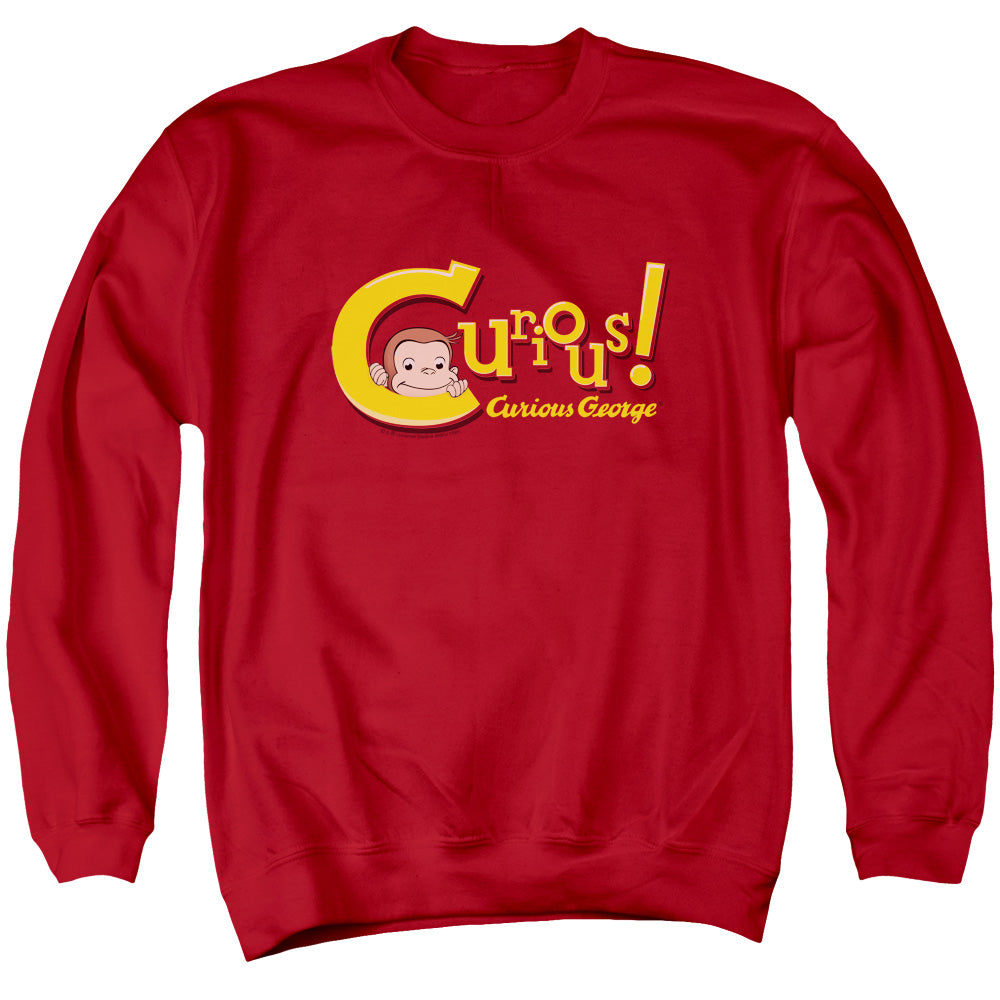 Curious George - Curious - Adult Crewneck Sweatshirt - Red