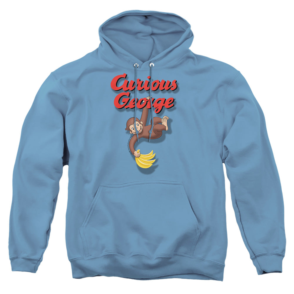 Curious George - Hangin Out - Adult Pull-over Hoodie - Carolina Blue - Sm - Carolina Blue