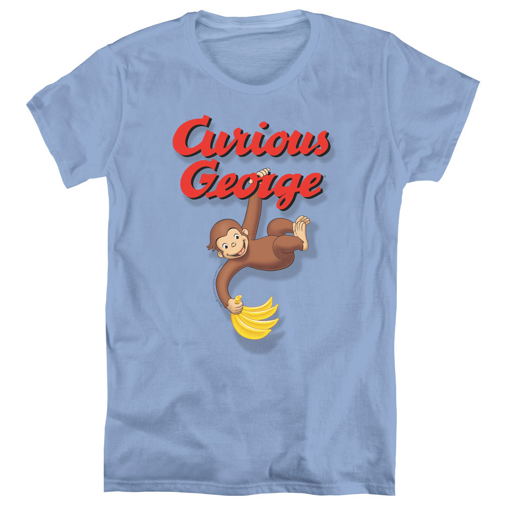 Curious George - Hangin Out - Short Sleeve Womens Tee - Carolina Blue - Sm - Carolina Blue T-shirt