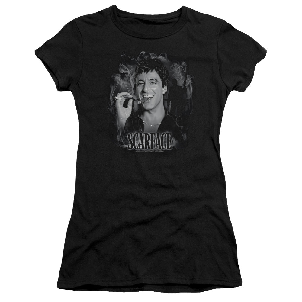 Scarface - Smokey Scar - Short Sleeve Junior Sheer - Black T-shirt