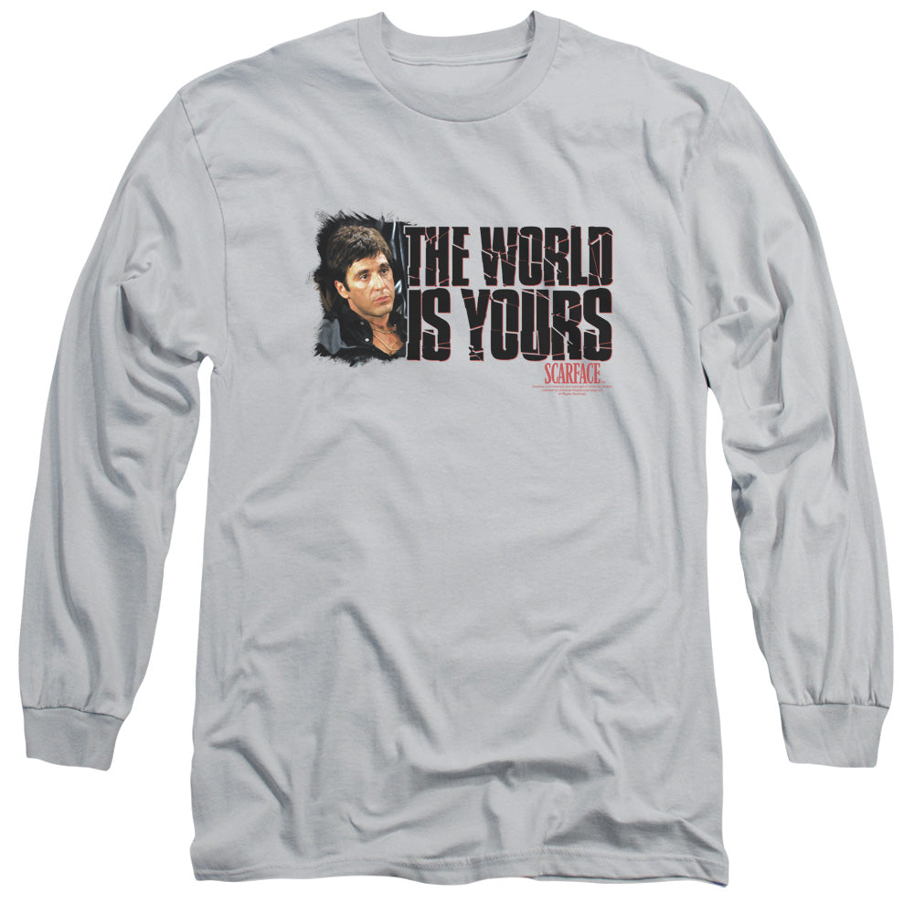 Scarface - The World Is Yours - Long Sleeve Adult 18/1 - Silver T-shirt