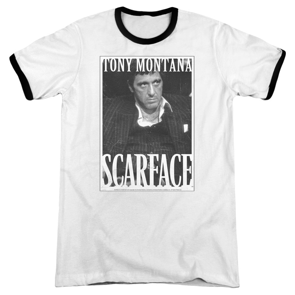 Scarface Business Face - Adult Ringer - White/black