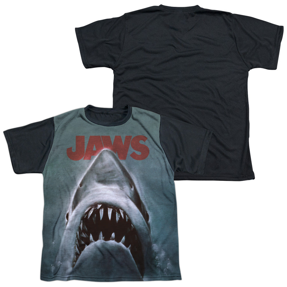 Jaws - Poster - Short Sleeve Youth White Front Black Back   - White T-shirt