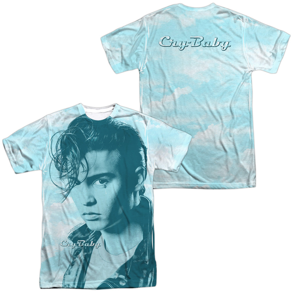 Cry Baby - Crying Cloud (Front/back Print) -  Short Sleeve Adult 100% Poly Crew - White T-shirt