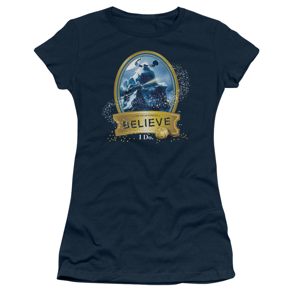 Polar Express - True Believer - Short Sleeve Junior Sheer - Navy T-shirt