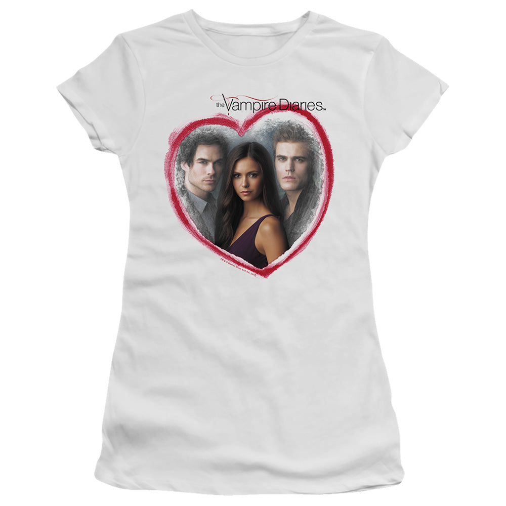 Vampire Diaries - Girls Choice - Short Sleeve Junior Sheer - White T-shirt