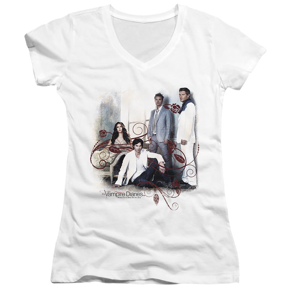 Vampire Diaries - 3 + 1 - Junior V-neck - White