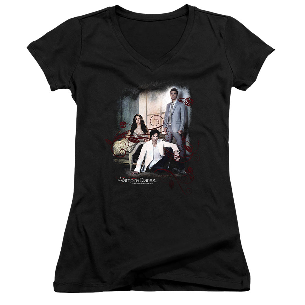 Vampire Diaries - 3 + 1-junior V-neck - Black