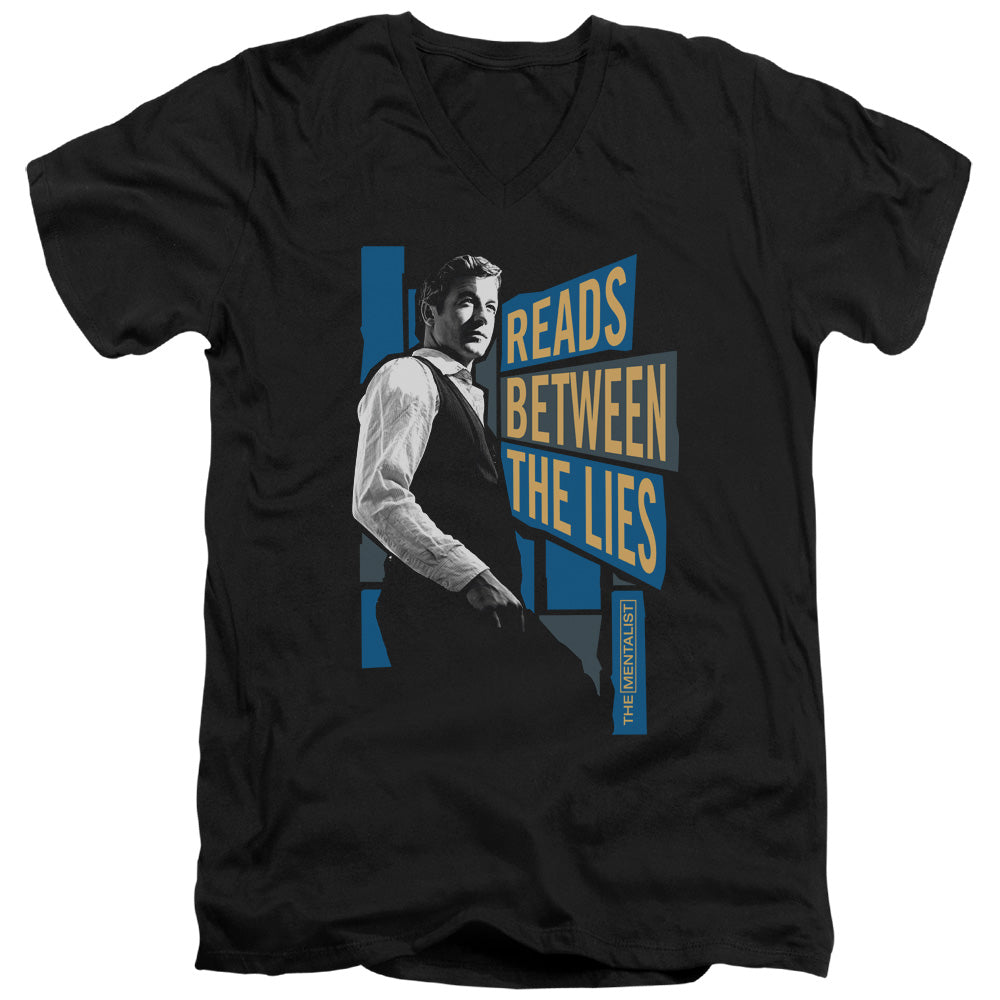 Mentalist - Between The Lies - Short Sleeve Adult V-neck - Black T-shirt