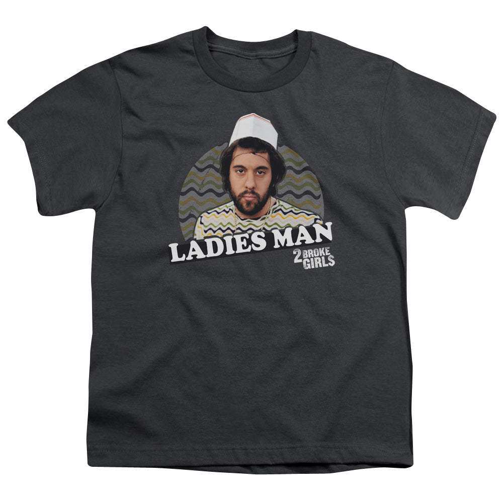 2 Broke Girls - Ladies Man - Short Sleeve Youth 18/1 - Charcoal T-shirt