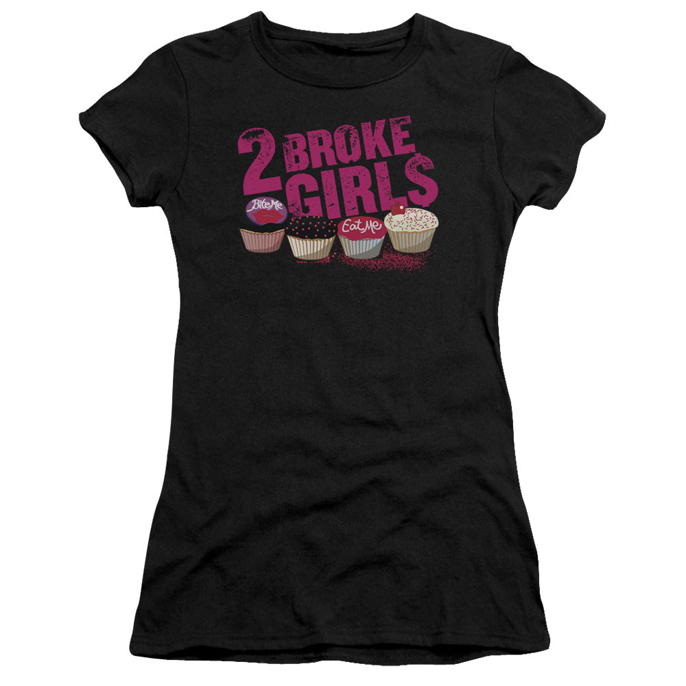 2 BROKE GIRLS CUPCAKES - S/S JUNIOR SHEER - BLACK T-Shirt