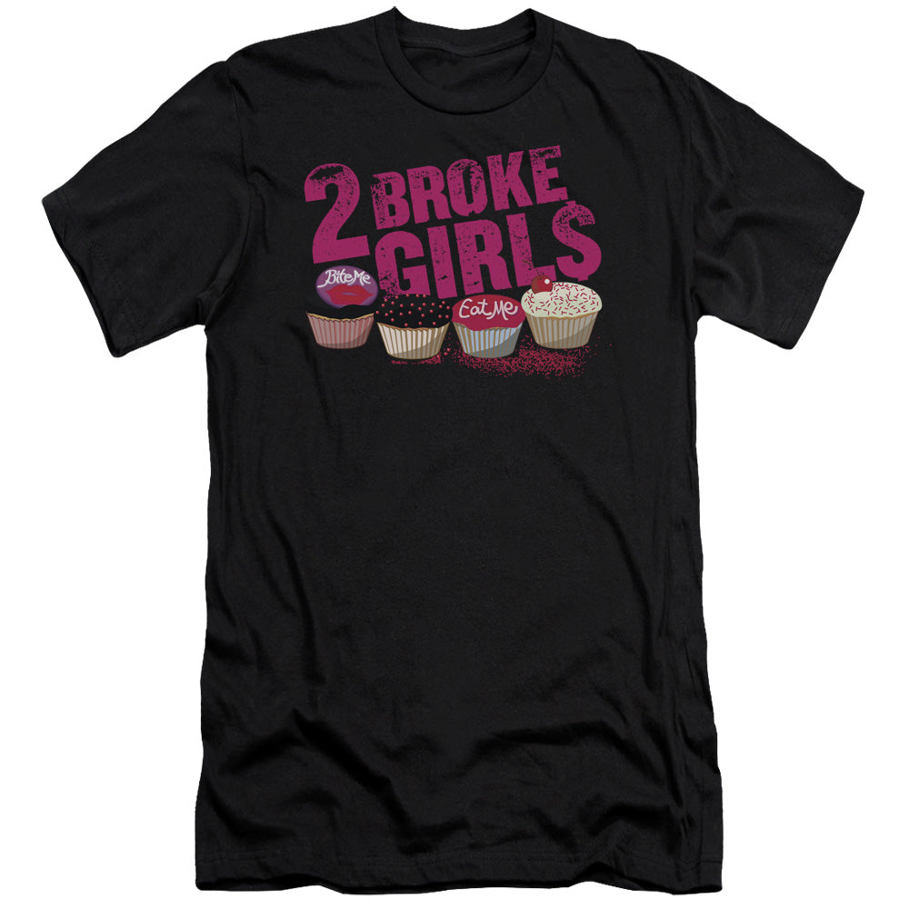 2 BROKE GIRLS CUPCAKES - S/S ADULT 30/1 - BLACK T-Shirt