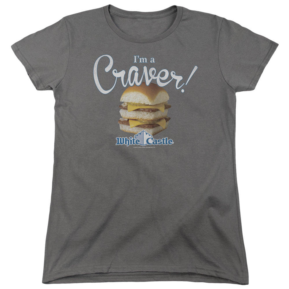 White Castle - Craver - Short Sleeve Womens Tee - Charcoal T-shirt