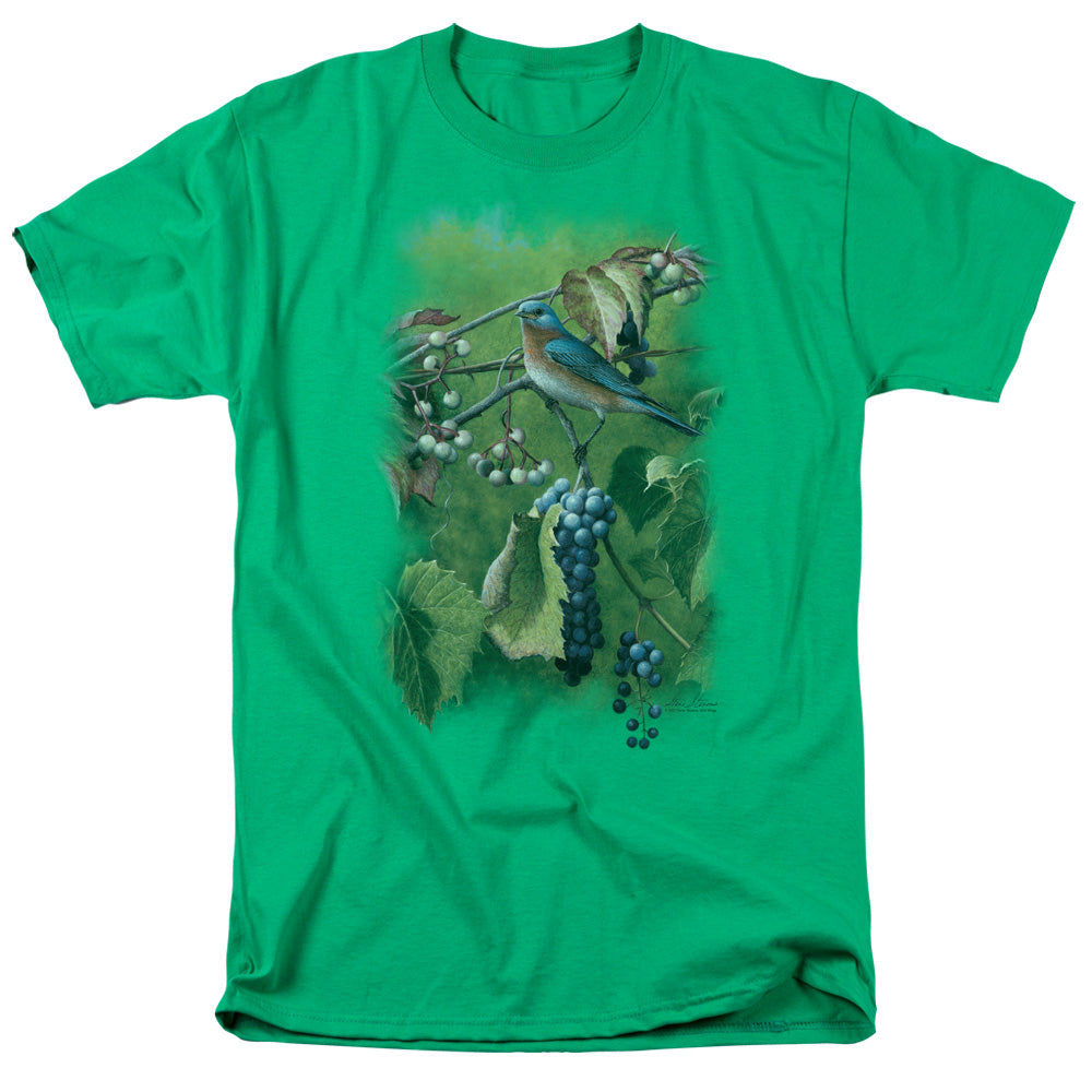 Wildlife - Summertime Estrn Bluebird - Short Sleeve Adult 18/1 - Kelly Green T-shirt