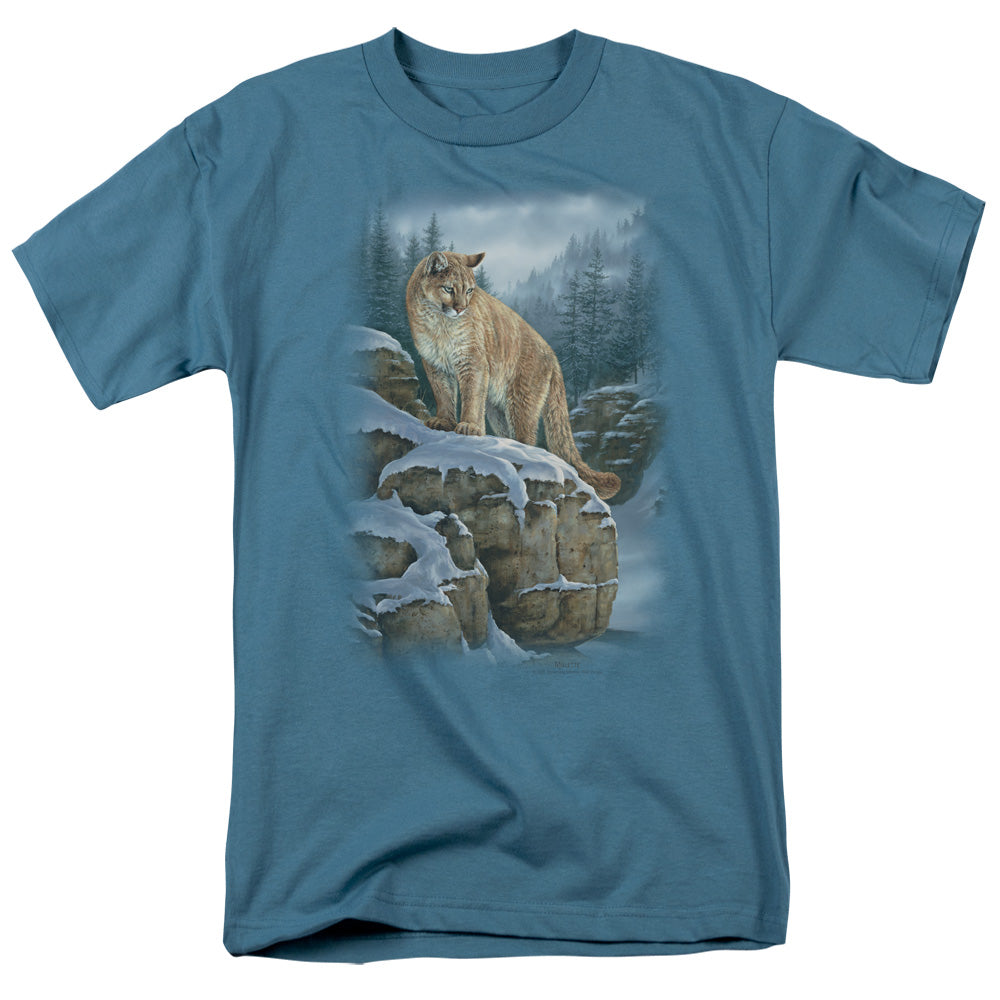 Wildlife - Misty Canyon Cougar - Short Sleeve Adult 18/1 - Slate T-shirt