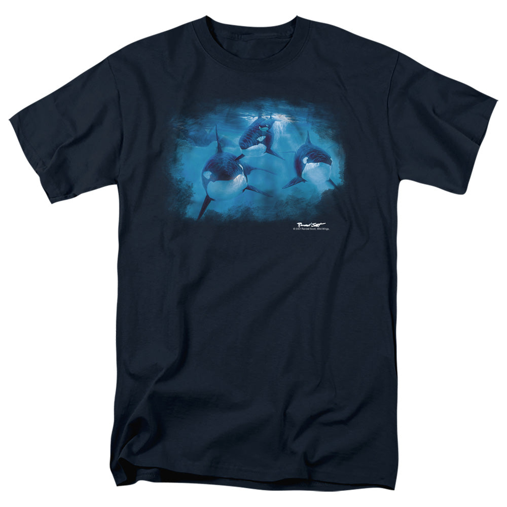 Wildlife - Pod Of Orcas - Short Sleeve Adult 18/1 - Navy T-shirt