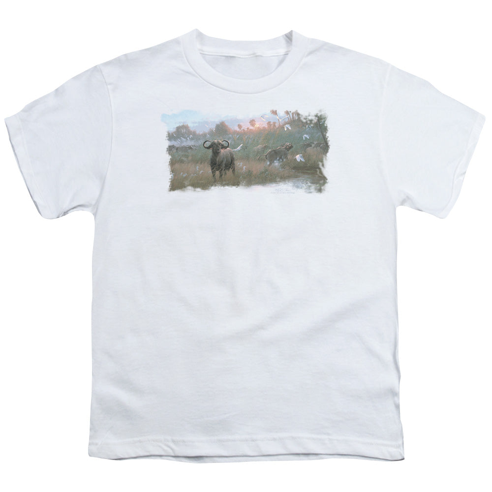 Wildlife - Cape Buffalo - Short Sleeve Youth 18/1 - White T-shirt