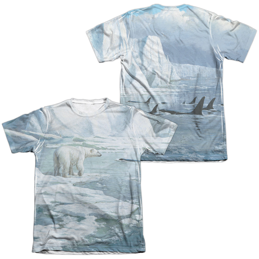 Wild Wings - Glaciers Edge (Front/back Print) - Adult Poly/cotton Short Sleeve Tee - White T-shirt