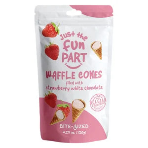 Just The Fun Part - Bite Sized Waffle Cones - Strawberry White Chocolate