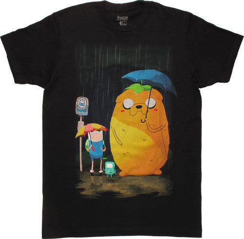 Adventure Time Group Bus Stop Raining T-Shirt