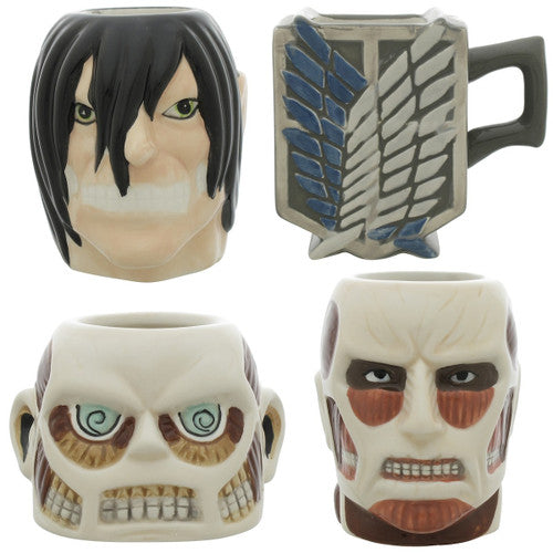 Attack on Titan Four Mini Molded Mug Set