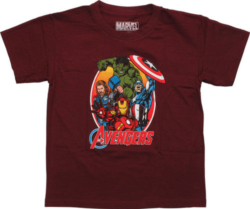 Avengers Hero Oval Dark Red Juvenile T-Shirt