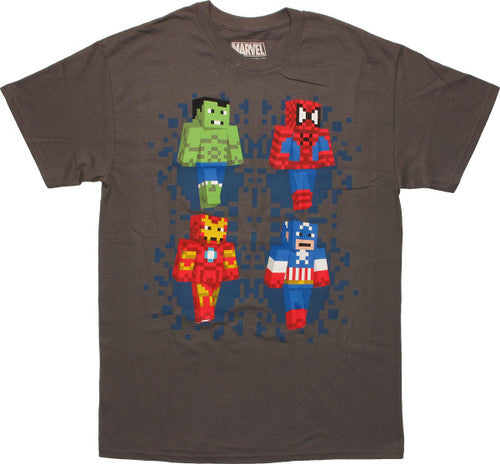 Avengers Minecraft Superheroes Gray T-Shirt