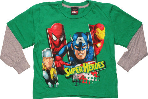 Avengers Super Heroes Long Sleeve Youth T-Shirt