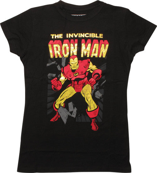 Invincible Iron Man Pose Foiled Juniors T-Shirt