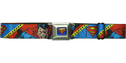 Superman Logo Poses Stars Seatbelt Belt in Yellow