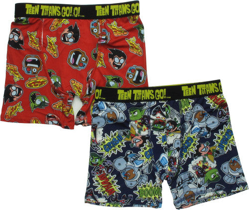 Teen Titans Heroes Pizza 2 Pack Boys Boxer Briefs