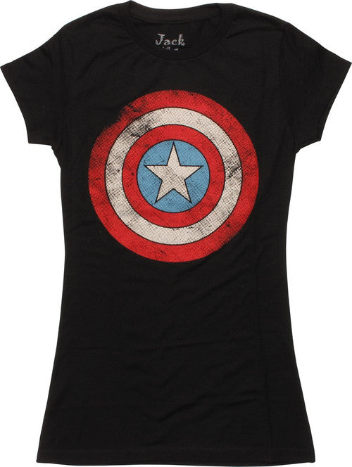 Captain America Distressed Dotted Juniors T-Shirt