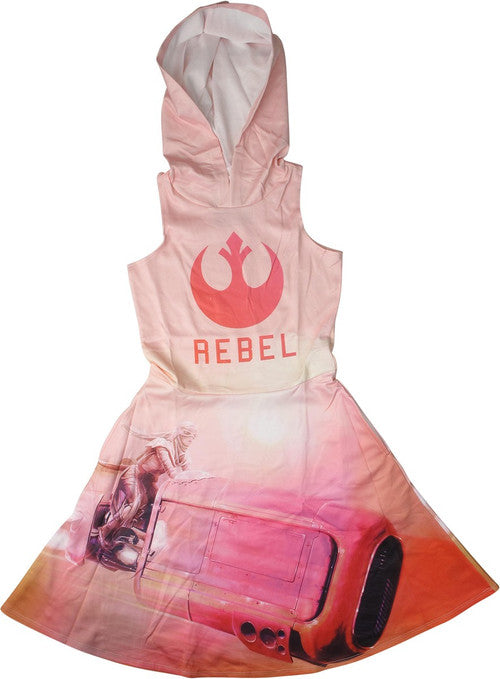 Star Wars Rebel Logo Rey Hooded Sleeveless Dress