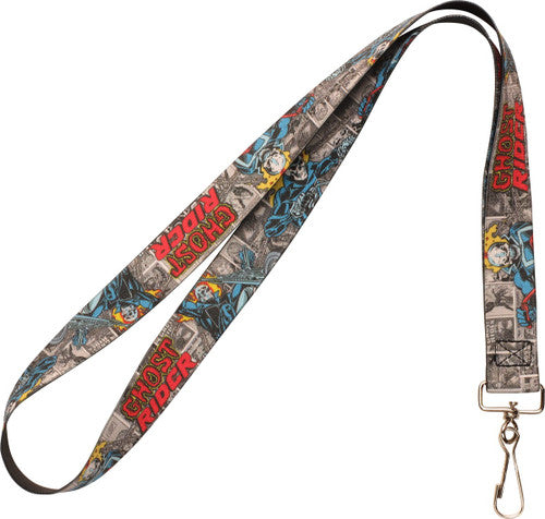 Ghost Rider Comic Strip Elastic Lanyard in Red