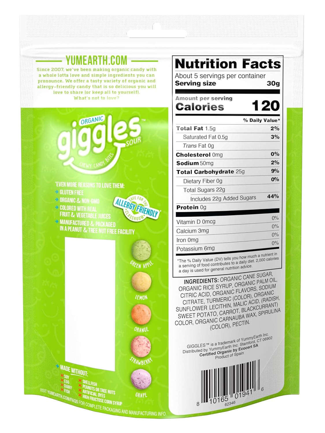 YumEarth Organic Sour Giggles Chewy Candy