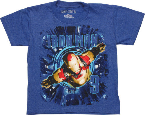 Iron Man 3 Flying Toward Blue Juvenile T-Shirt