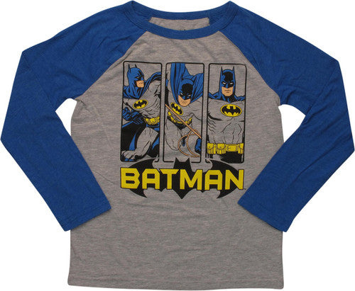 Batman Vertical Panels Ringer Long Sleeve Juvenile T-Shirt