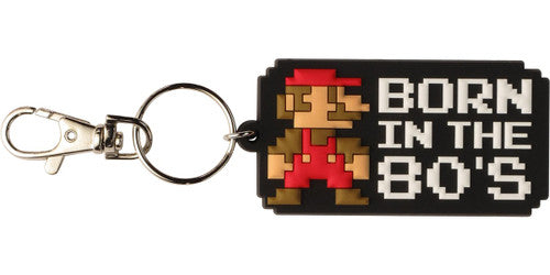 Super Mario Bros Born in the 80s Rubber Keychain in White