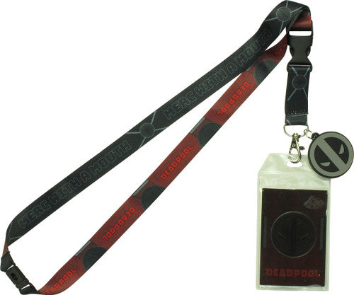 Deadpool Logo Merc with a Mouth Charm Lanyard in Red