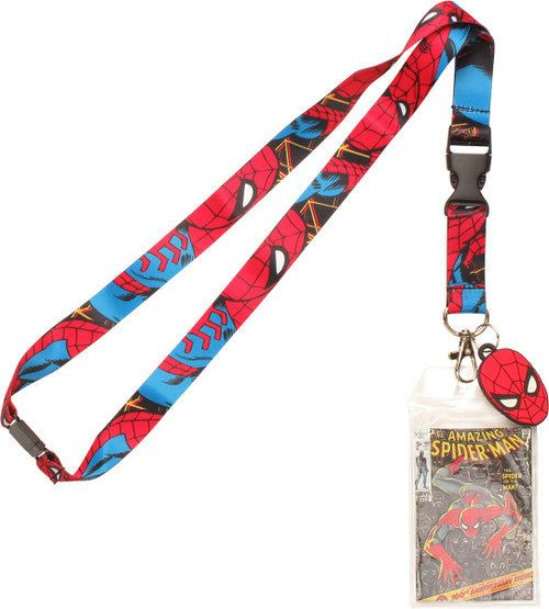 Spiderman Crawl All Over Charm Lanyard in Red