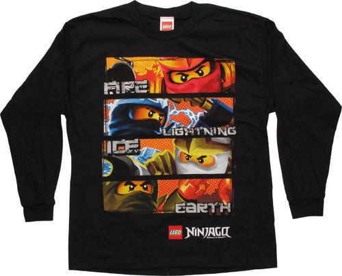 Lego Ninjago Elemental Ninjas Long Sleeve Youth T-Shirt