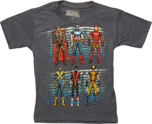 Marvel 6 Heroes 16 Bit Juvenile T-Shirt