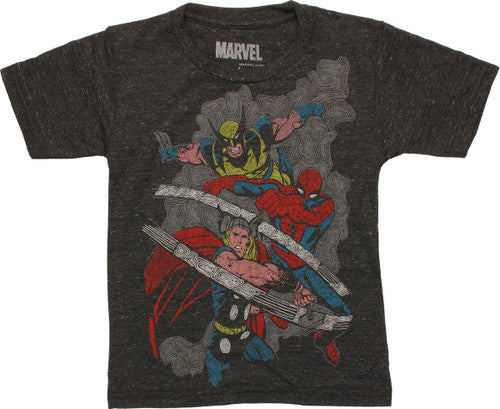 Marvel Hero Trio In Action Juvenile T-Shirt