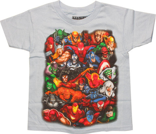 Marvel Large Group Light Blue Juvenile T-Shirt