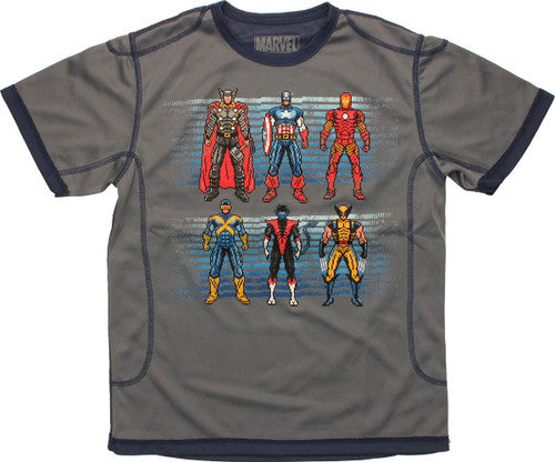 Marvel Pixel Hero Lines Mesh Youth T-Shirt