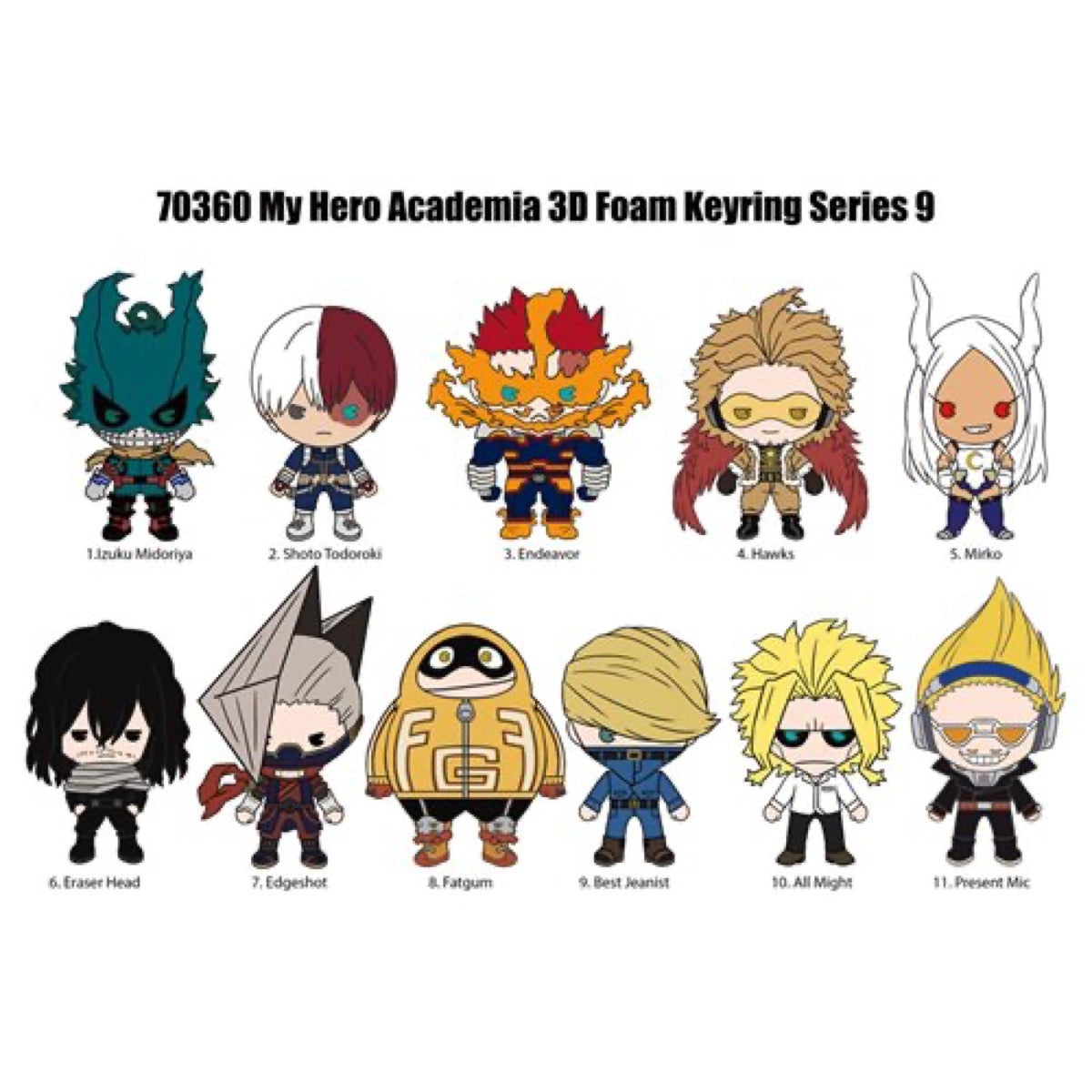 My Hero Academia 3d Foam Bag Clip - Series 9 (1 random)