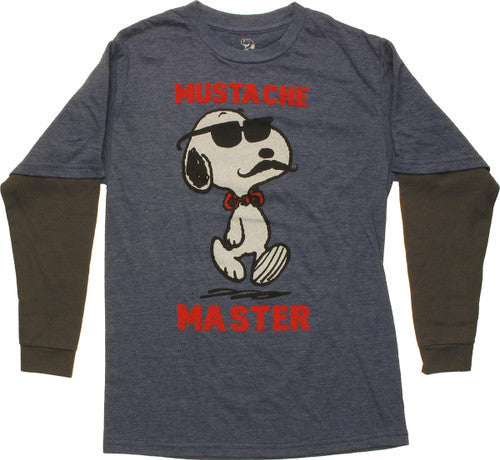 Peanuts Mustache Master Long Sleeve Youth T-Shirt