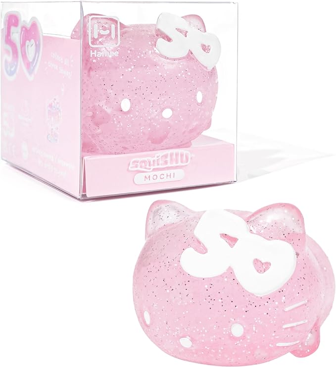 Hamee SquiSHU Sanrio Hello Kitty 50th Anniversary - New Special Limited Edition Squishy - Pink Glitter