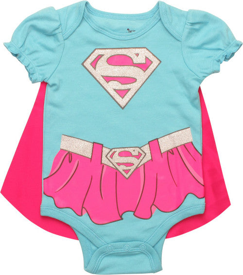 Supergirl Glitter Logo Caped Snap Suit