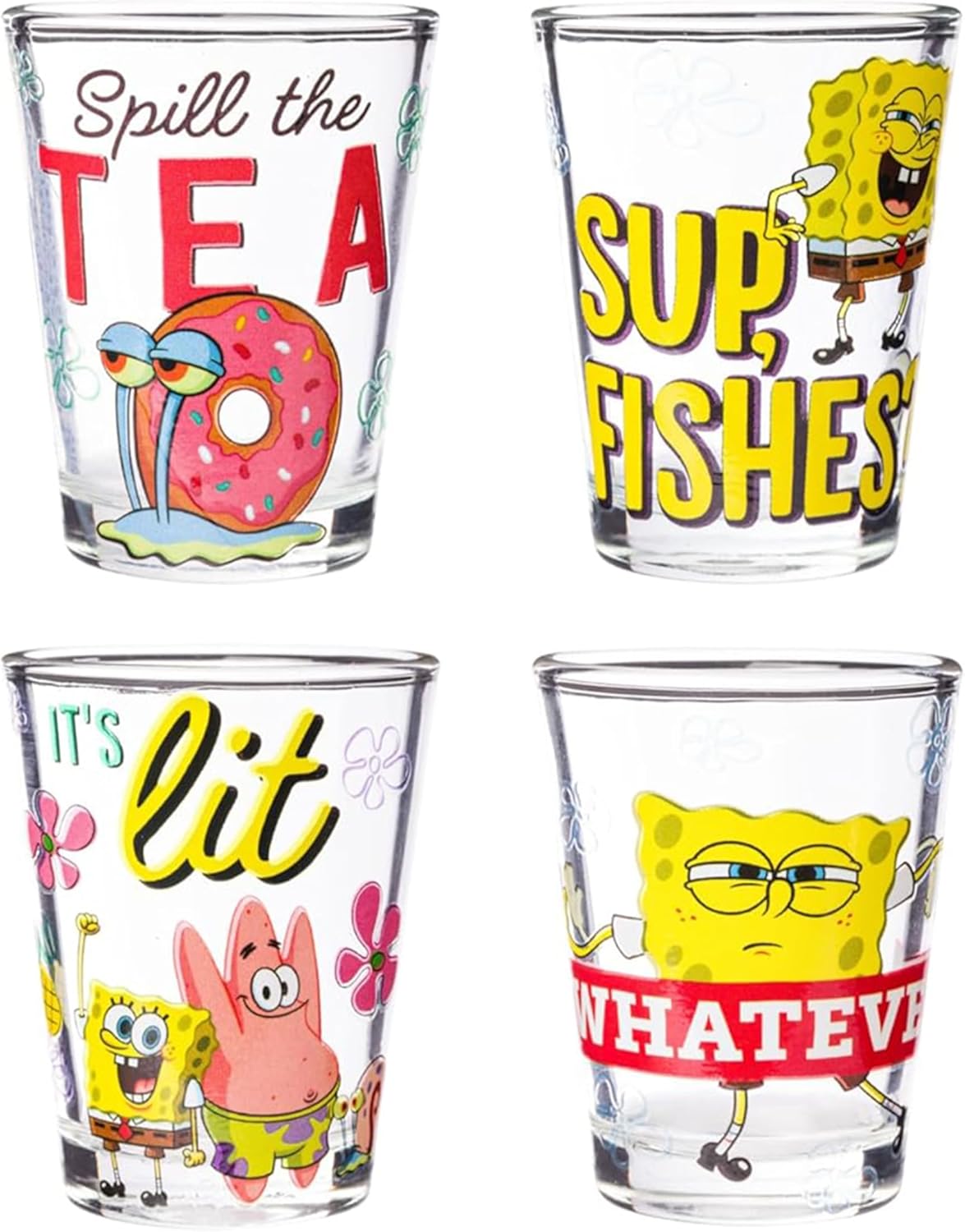 Spongebob Modern Quote 4pc. Mini Glass Set